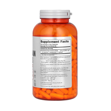 BCAA Branched-Chain Amino Acids, NOW Foods, 240 capsules [1]