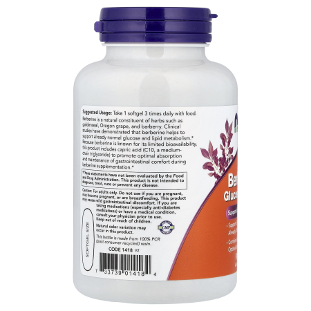 thumbnail image 2 of Now Foods, Berberine Glucose Support, Berberine HCl, 400mg 2 of 13