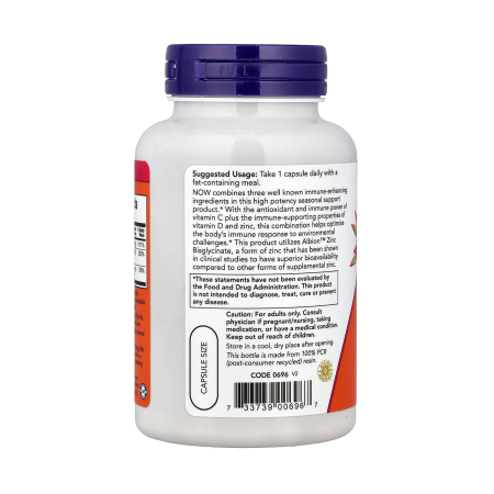 C-1000 Zinc & D-3, NOW Foods, 100 capsule [2]