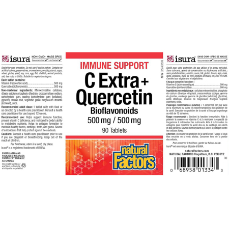 C Extra + Quercetin Bioflavonoids 500 mg/500 mg, Natural Factors, 90 Tablets [1]