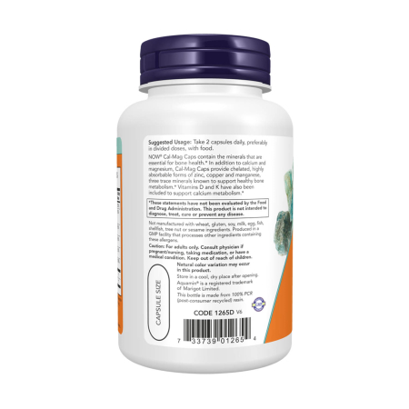Cal-Mag Caps with Trace Minerals and Vitamin D, NOW Foods, 120 capsule [2]