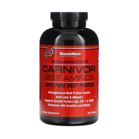 MuscleMeds - Carnivor Beef Aminos, 100% Pure Beef Protein, MuscleMeds, 300 tablets