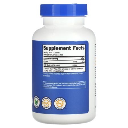 CDP Choline, Citicoline, 300 mg, Nutricost, 120 capsule [1]