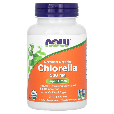 Now Foods - Certified Organic Chlorella, 500 mg, NOW Foods, 200 Tablets
