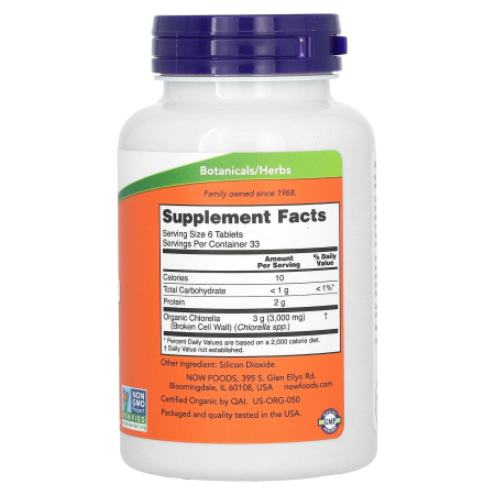 Certified Organic Chlorella, 500 mg, NOW Foods, 200 Tablete [1]
