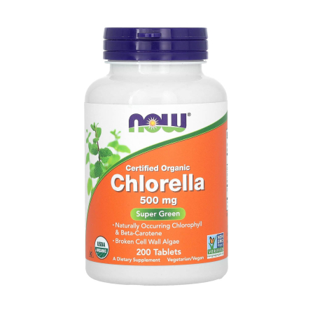 Now Foods - Certified Organic Chlorella, 500 mg, NOW Foods, 200 Tablete