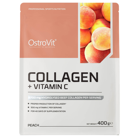 Collagen + Vitamin C, Aroma Piersica, OstroVit, 400g [2]