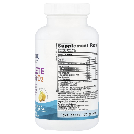 Complete Omega-D3, Lemon, Nordic Naturals, 120 softgels [1]