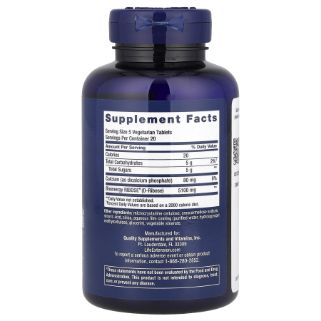 D-Ribose Tablets, Life Extension, 100 tablets [1]