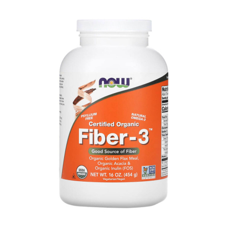 Now Foods - Fiber-3, Powder, Organic, NOW Foods, 454g