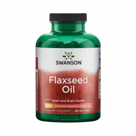 Flaxseed Oil Organic (Ulei Seminte de in), 1000mg, Swanson, 200 softgels SWE002