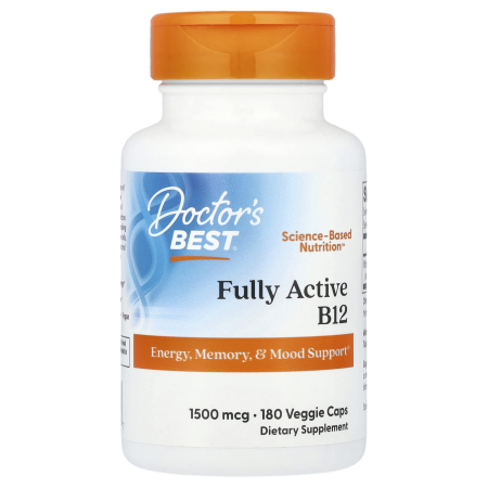 Fully Active B12 (MethylCobalamin) 1500 mcg, Doctor's Best, 180 capsules, 180 Veg Caps, 11.2027