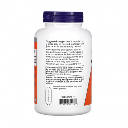 Now Foods, GABA, 750 mg, 100 Veg Capsules [2]