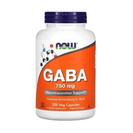 Stimulente Hormonale - Now Foods, GABA, 750 mg, 100 Veg Capsules