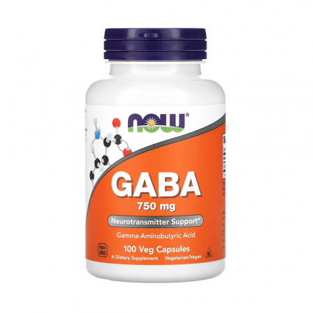 ECHILIBRU HORMONAL - Now Foods, GABA, 750 mg, 100 Veg Capsules