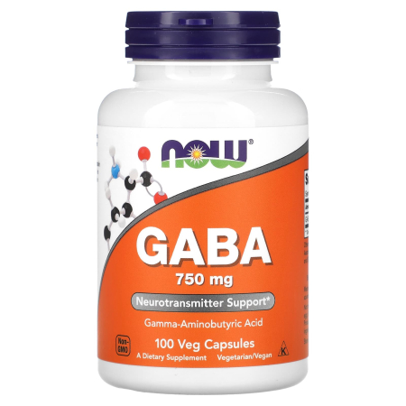 GABA (Relaxarea Sistemului Nervos), 750mg, Now Foods, 100 capsule