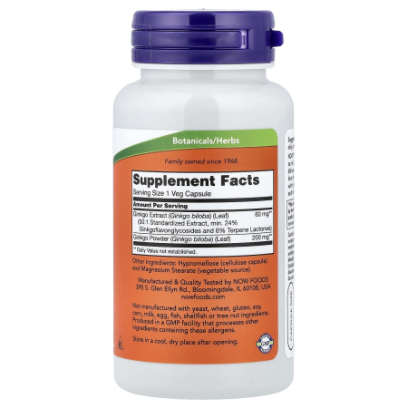 Now Foods, Ginkgo Biloba, Double Strength, 120 mg, 200 Veg Capsules [1]