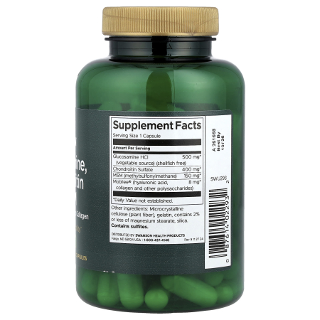 Glucosamine, Chondroitin & MSM with Hyaluronic Acid and Collagen, Swanson, 90 capsules SWU293 [1]