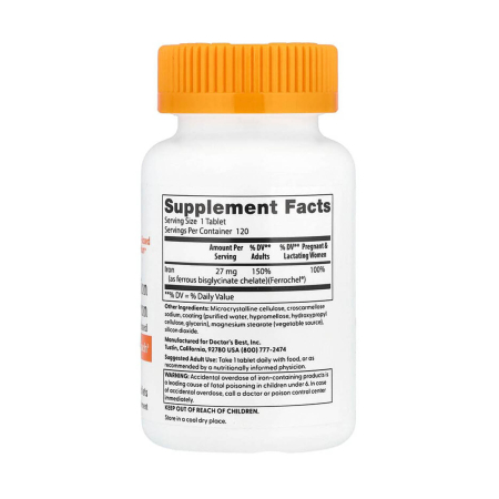 High Absorption Iron, 27 mg, Doctor's Best, 120 tablete [1]