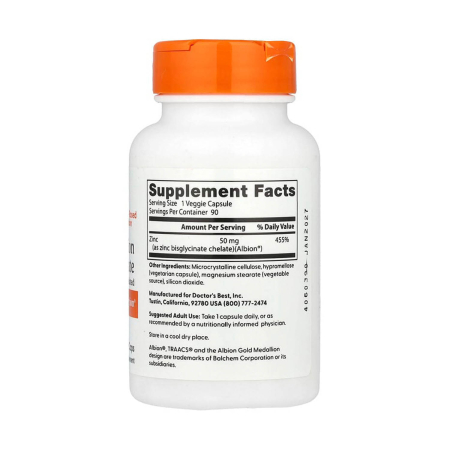 High Absorption Zinc Bisglycinate, 50 mg, Doctor's Best, 90 capsules [1]