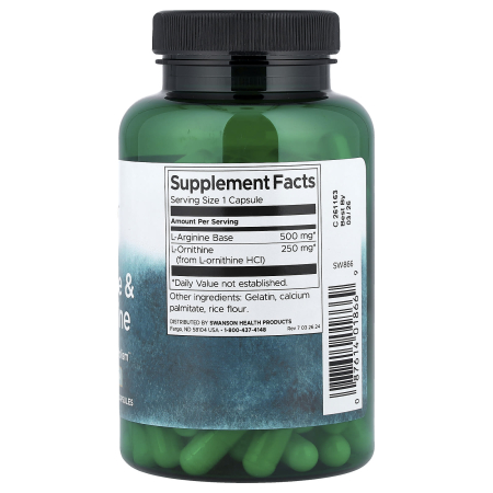 L-Arginine & L-Ornithine, Swanson, 100 capsule SW866 [1]