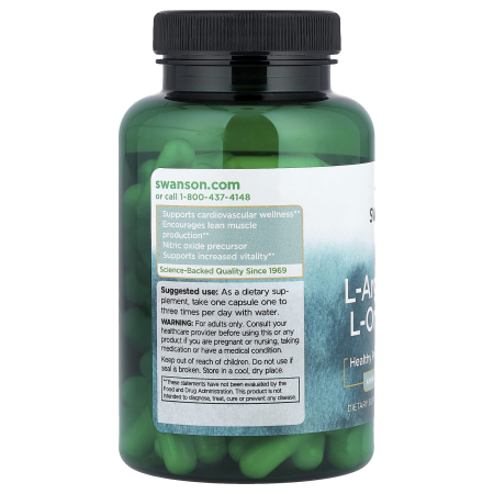 L-Arginine & L-Ornithine, Swanson, 100 capsule SW866 [2]