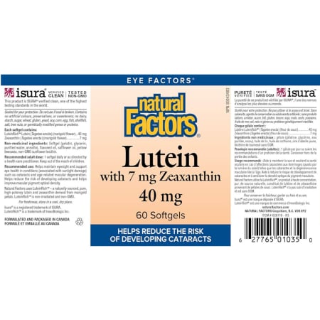 Lutein 40 mg with Zeaxanthin 7 mg, Natural Factors, 60 Softgels [1]