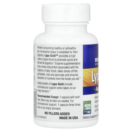 Lypo Gold, For Fat Digestion, Enzymedica, 60 capsule [4]