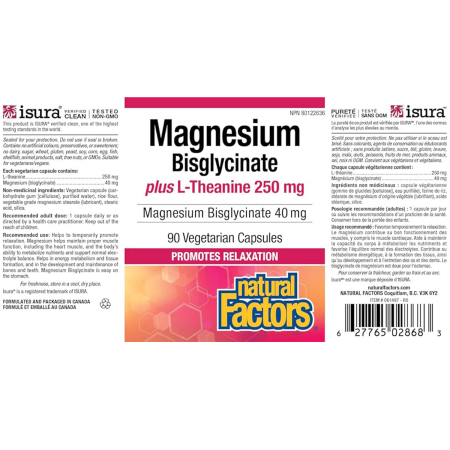 Magnesium Bisglycinate Plus L-Theanine, Natural Factors, 90 capsule [1]