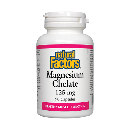 Natural Factors - Magnesium Chelate, 125 mg, Natural Factors, 90 capsules