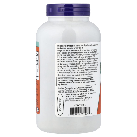 Magnesium Citrate Softgels, Now Foods, 180 softgels [2]