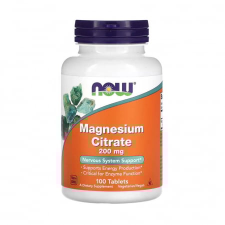 Magneziu - Magnesium Citrate 200 mg, Now Foods, 100 tablete