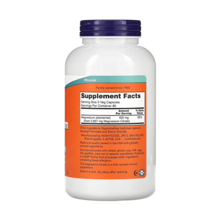 Magnesium Citrate 133 mg, Now Foods, 240 capsule [1]