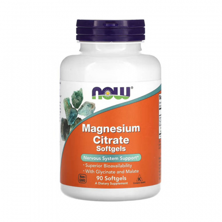 Magneziu - Magnesium Citrate Softgels, Now Foods, 90 softgels