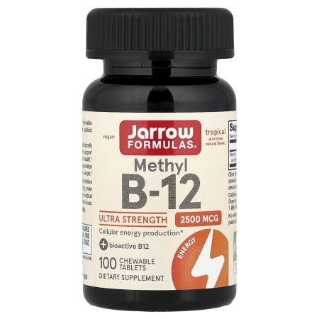 Methyl B-12 (Methylcobalamin), 2500 mcg, Jarrow Formulas, 100 drajeuri, 2500 mcg, 100 Drajeuri, 04.2028