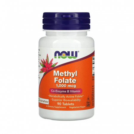Methyl Folate, (Folat 5-MTHF) 1000 mcg, Now Foods, 90 tablete