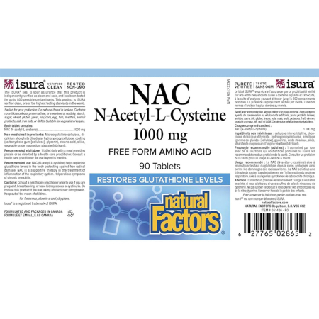 NAC N-Acetyl-L-Cysteine 1000 mg, Natural Factors, 90 tablete [1]