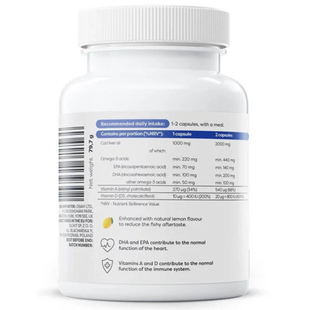 Norwegian Cod Liver Oil 1000 mg, Osavi, 60 softgels [2]