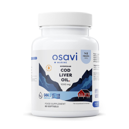Osavi - Norwegian Cod Liver Oil 1000 mg, Osavi, 60 softgels