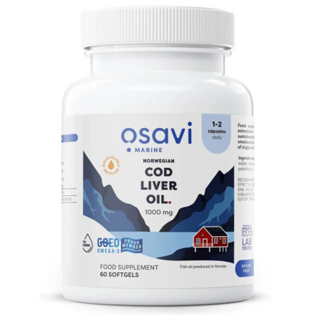 Osavi - Norwegian Cod Liver Oil 1000 mg, Osavi, 60 softgels