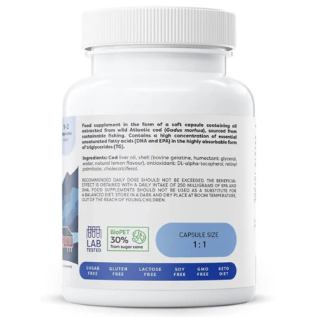 Norwegian Cod Liver Oil 1000 mg, Osavi, 60 softgels [1]