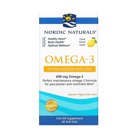 Nordic Naturals - Omega-3 Lemon, 690 mg, Nordic Naturals, 60 softgels