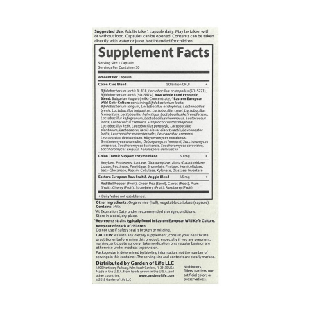 RAW Probiotics, Colon Care, Garden of Life, 30 capsule [1]