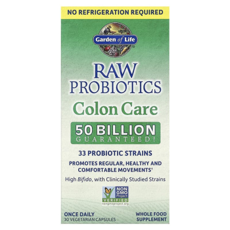 Garden of Life - RAW Probiotics, Colon Care, Garden of Life, 30 capsules