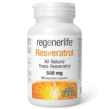 Natural Factors - Resveratrol 500 mg, Regenerlife, Natural Factors,  60 capsule