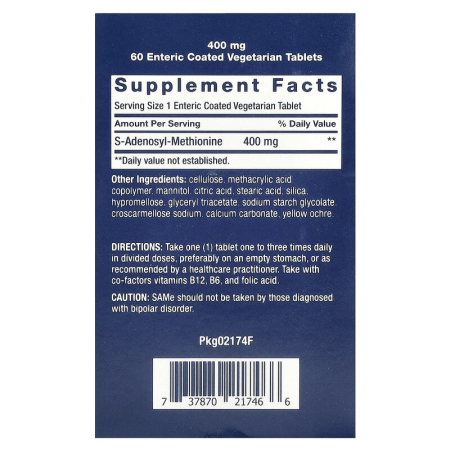 SAMe (S-Adenosyl-Methionine), 400 mg, Life Extension, 60 tablete [1]
