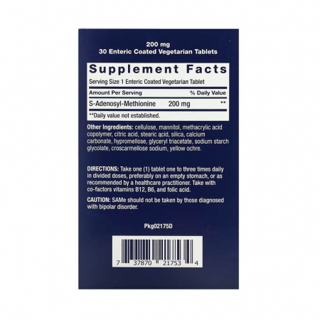 SAMe (S-Adenosyl-Methionine), 200 mg, Life Extension, 30 tablete [2]