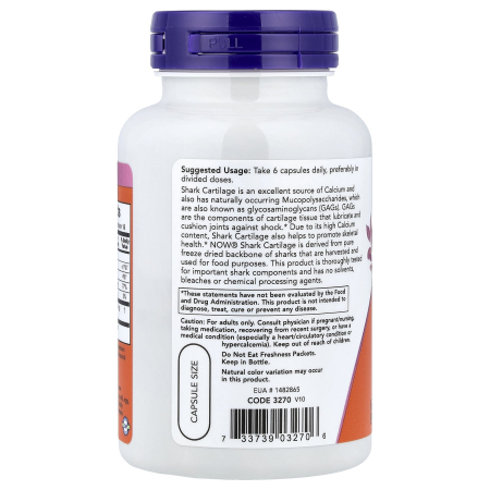 Shark Cartilage (Cartilaj de rechin), 750 mg, Now Foods, 100 capsule [2]