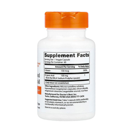 Stabilized R-Lipoic Acid, 100 mg, Doctor's Best, 60 capsules [1]