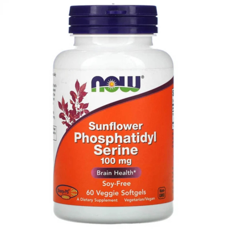 Fosfatidilserina - sunflower-phosphatidyl-serine-100mg-now-foods